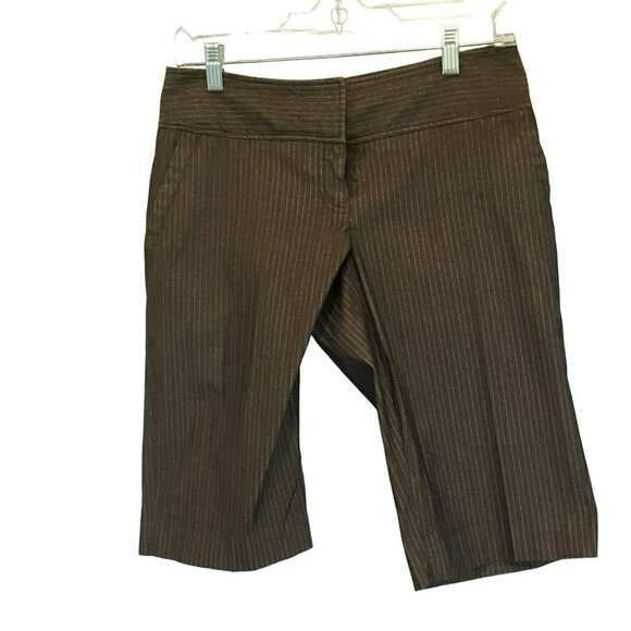Michael Kors Bermuda Shorts Cotton Blend Brown on Brown Stripe Women's Size 4 - Picture 1 of 9